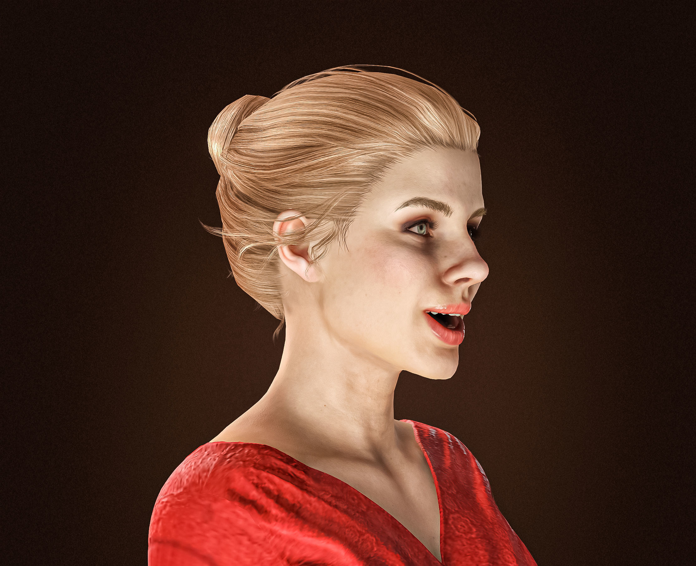 High Quality Realistic Red Dress Woman Low-poly 3D model_15