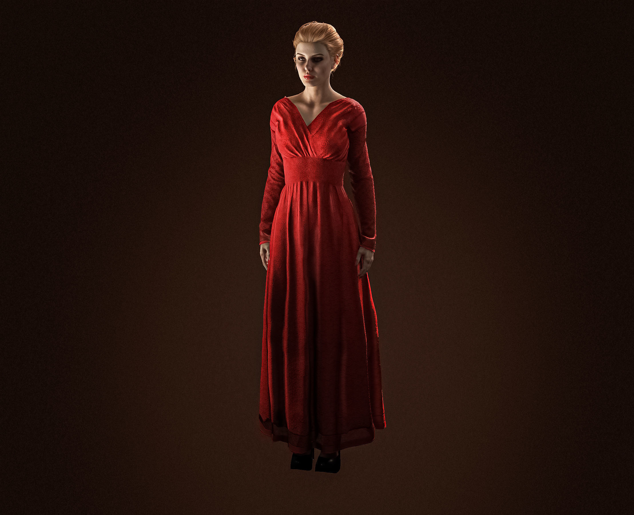 High Quality Realistic Red Dress Woman Low-poly 3D model_2