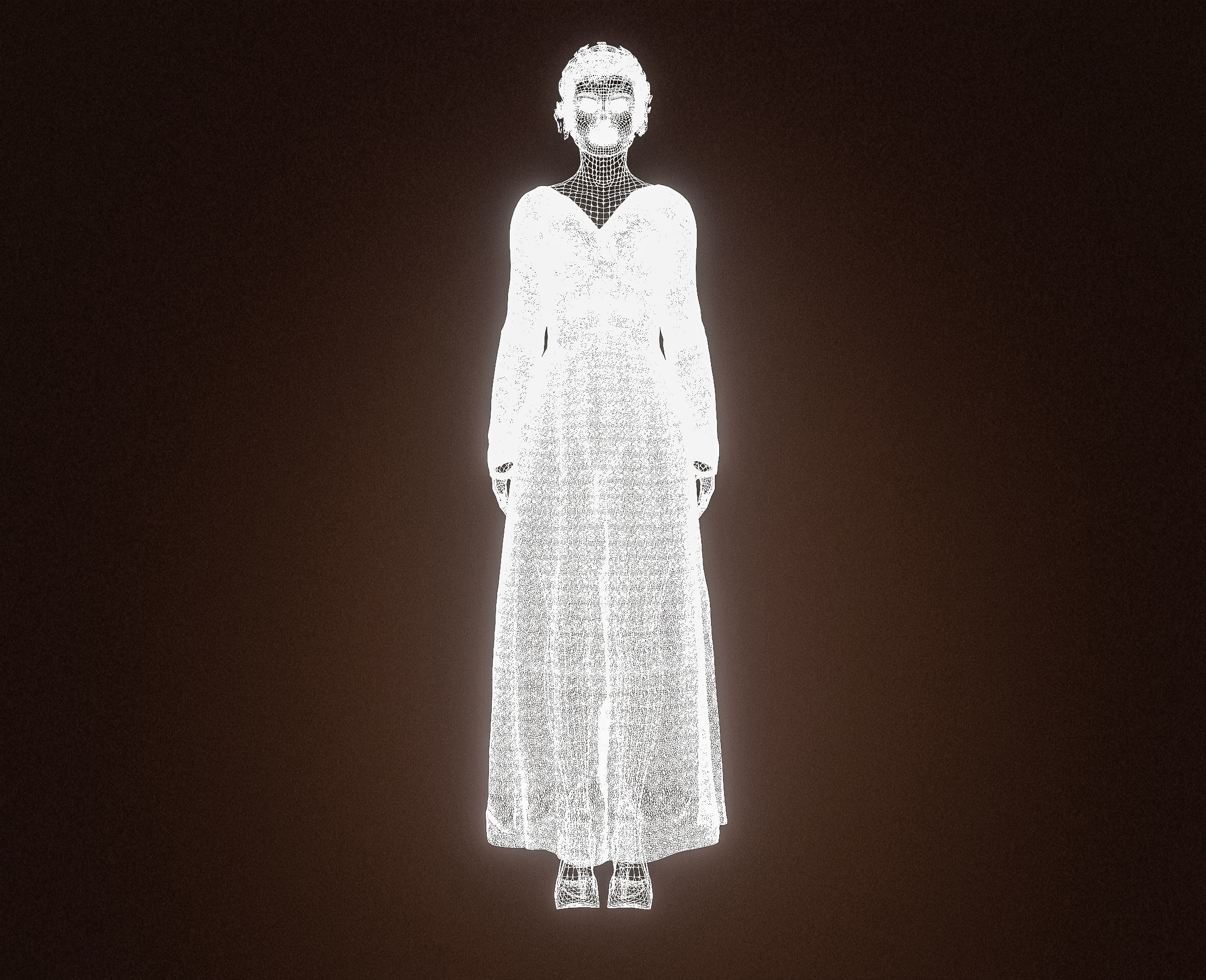 High Quality Realistic Red Dress Woman Low-poly 3D model_17