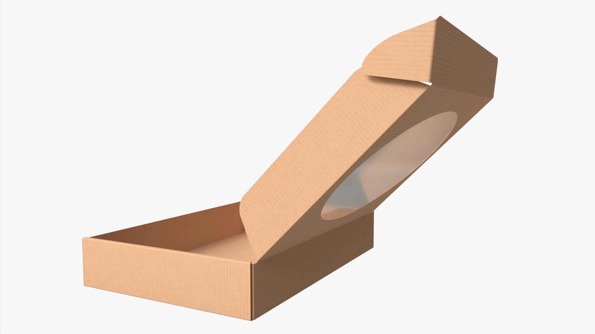 Corrugated Cardboard Box with Window 01 Open 3D model_1