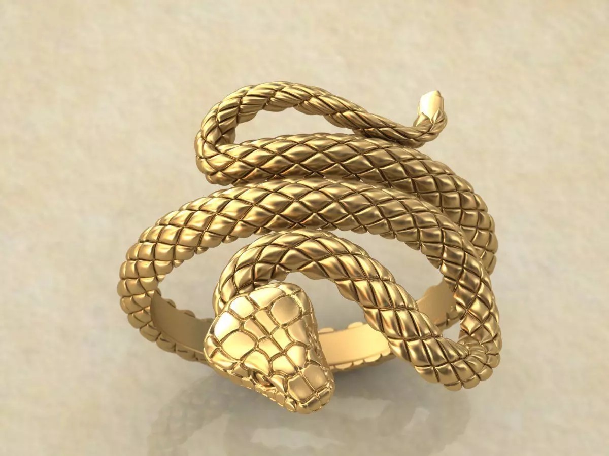 snake ring 3D print model_0