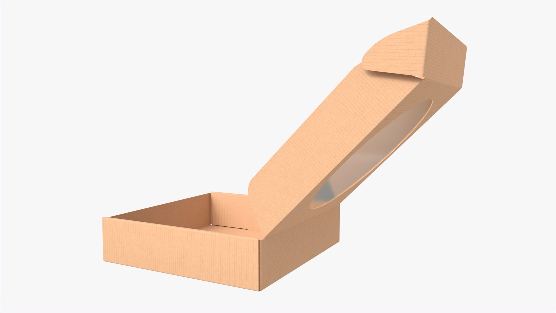 Corrugated Cardboard Box with Window 02 Open 3D model_1