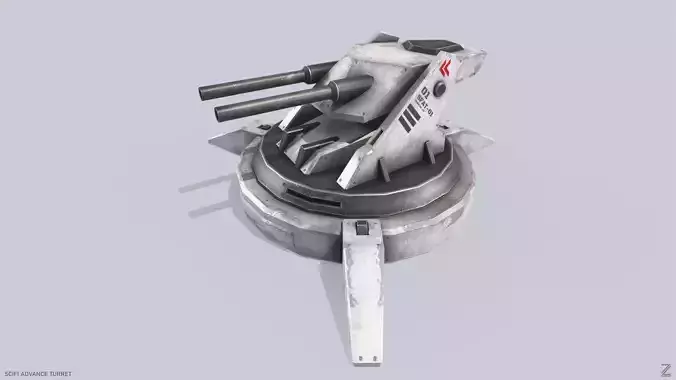 Scifi advance turret Low-poly 3D model Scifi advance turret Low-poly 3D model