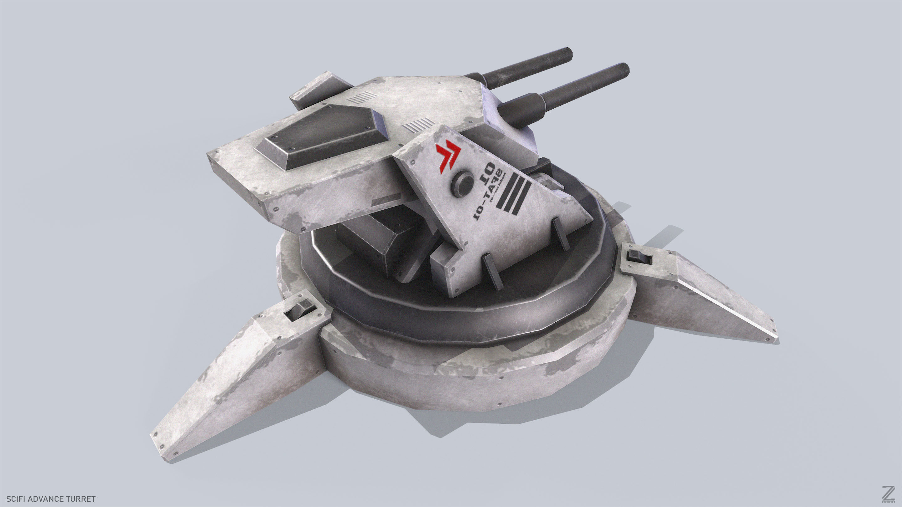 Scifi advance turret Low-poly 3D model_7