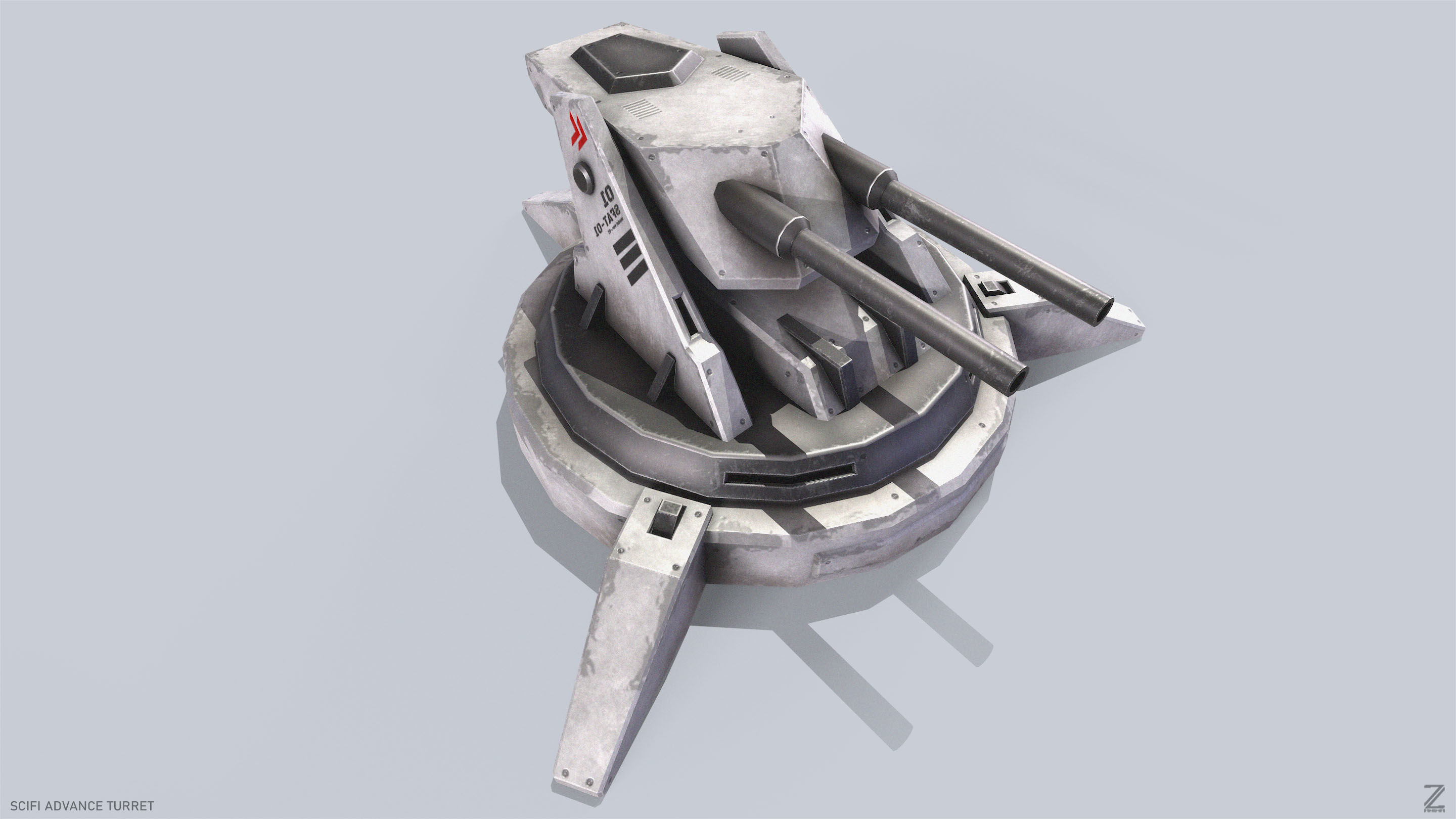 Scifi advance turret Low-poly 3D model_2