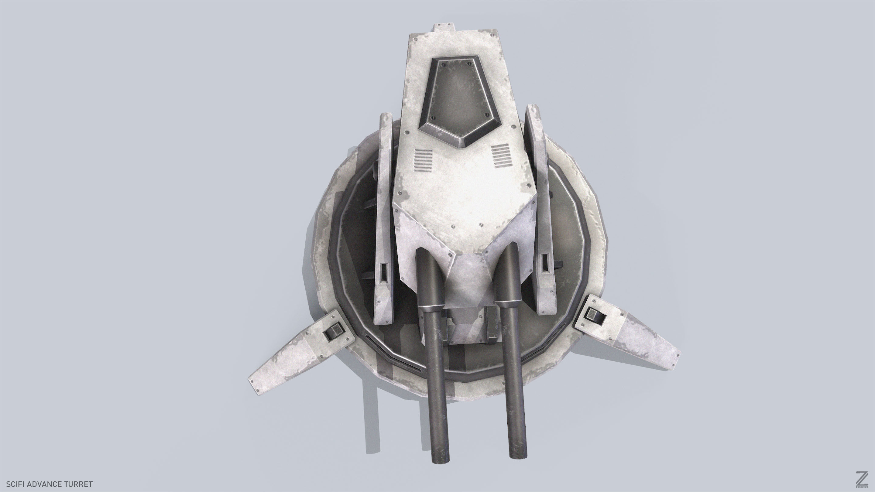 Scifi advance turret Low-poly 3D model_8