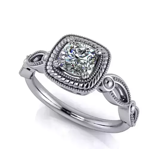 Cushion Square Cut Halo milgrain infinity style wedding band