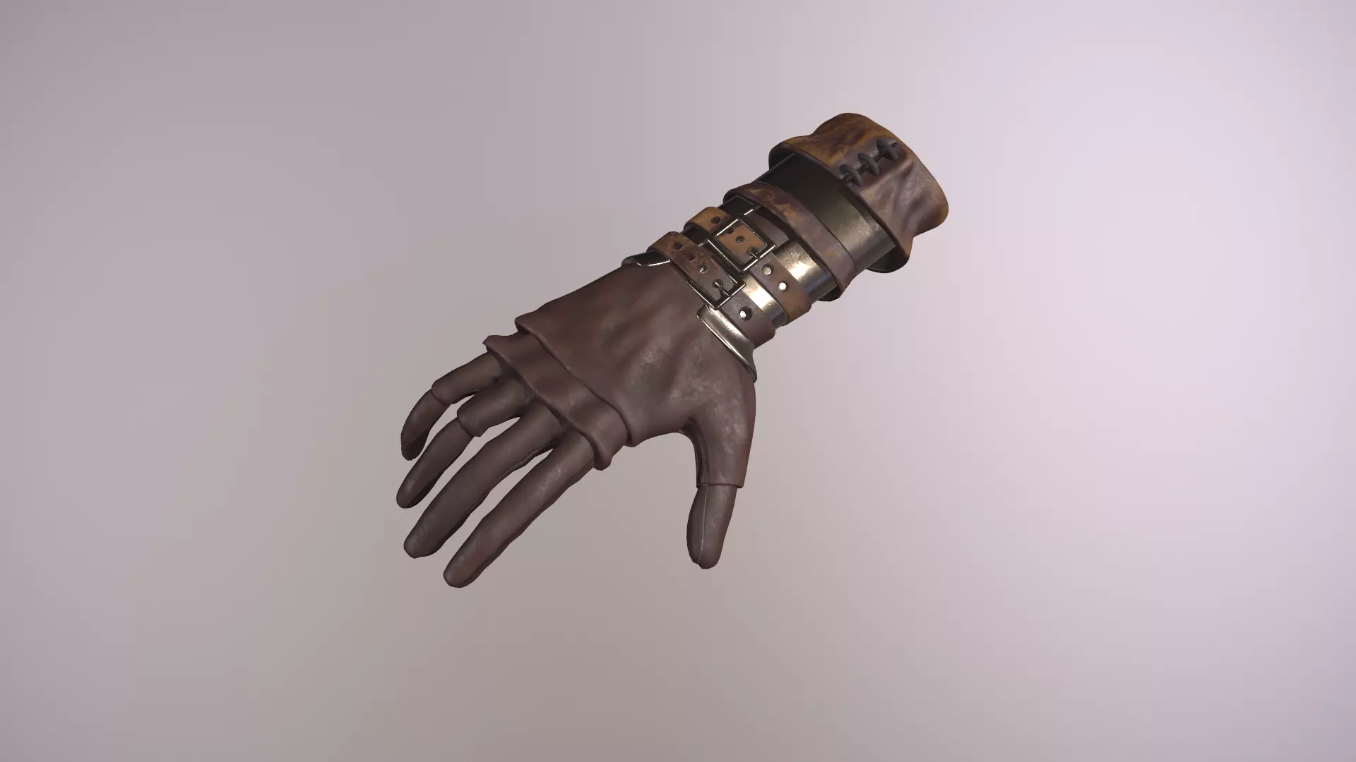 leather medieval glove Low-poly 3D model