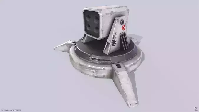 Scifi advance turret Low-poly 3D model Scifi advance turret Low-poly 3D model