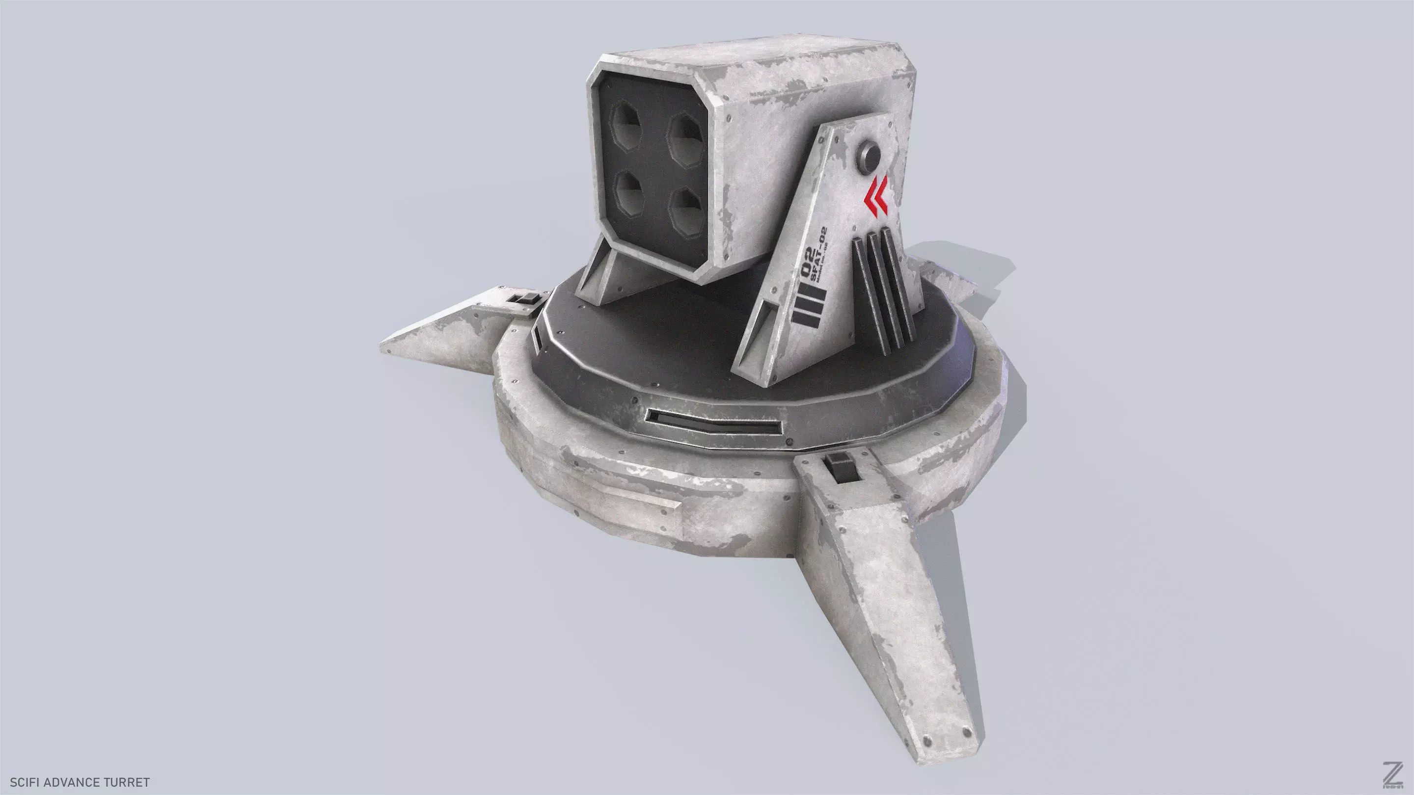 Scifi advance turret Low-poly 3D model_0