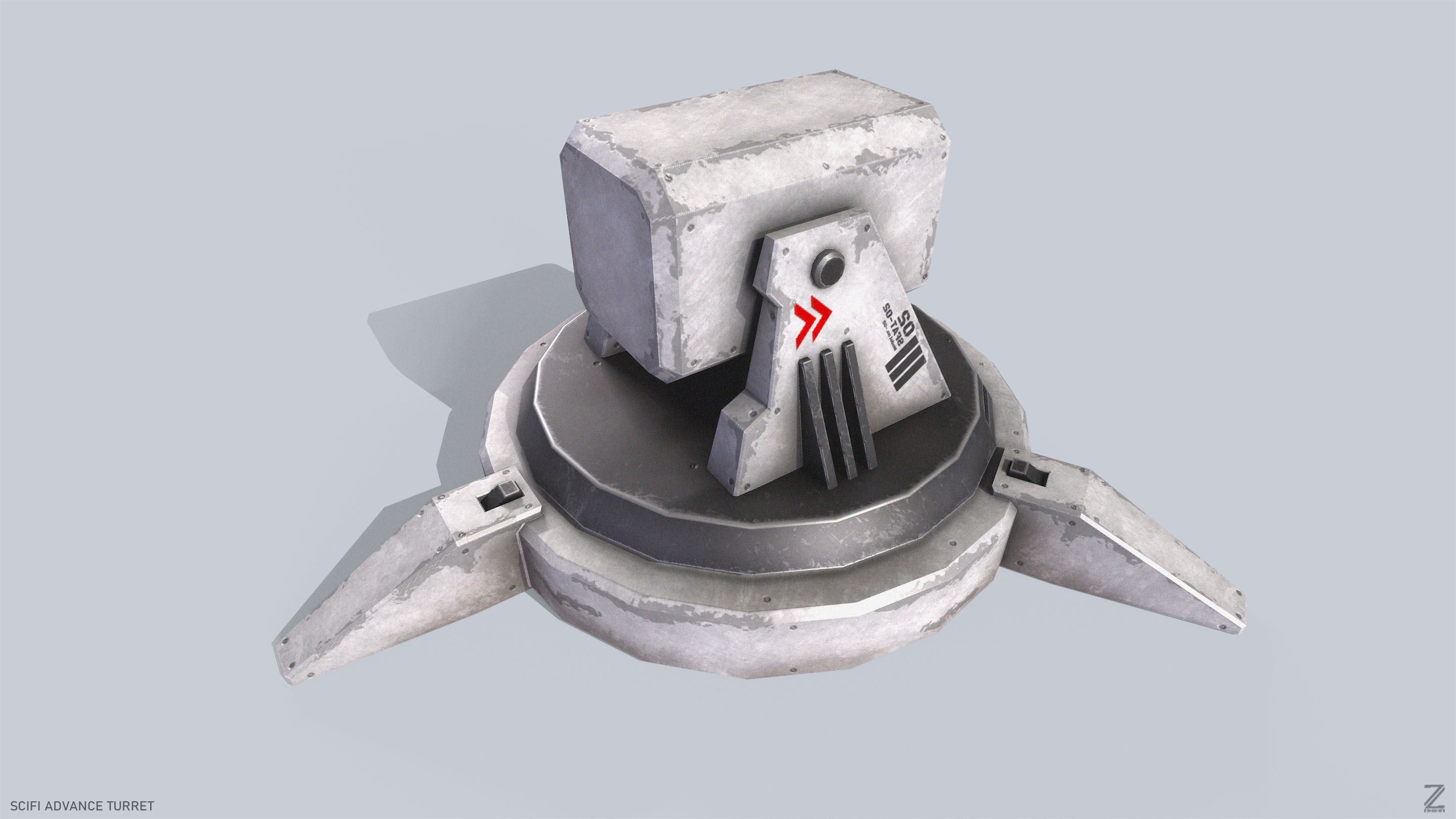 Scifi advance turret Low-poly 3D model_8