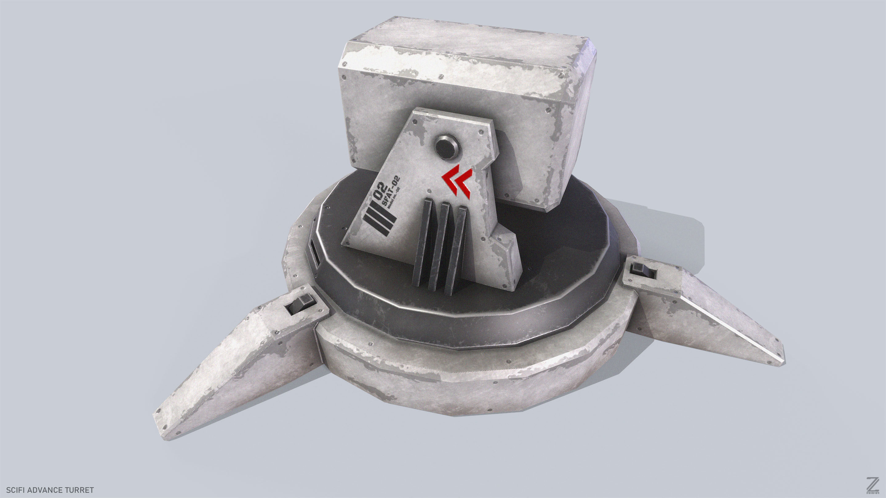 Scifi advance turret Low-poly 3D model_4