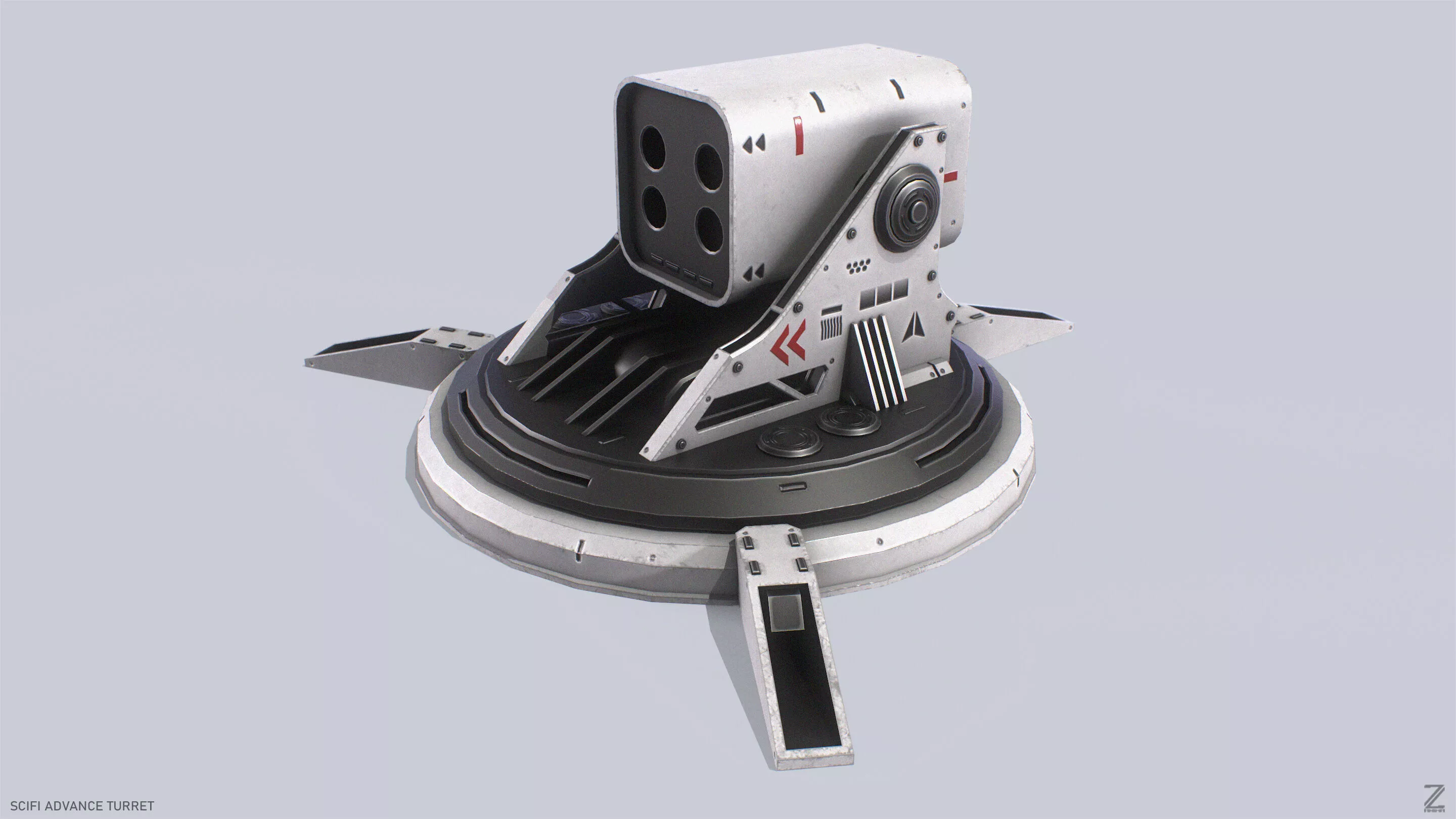 Scifi advance turret Low-poly 3D model