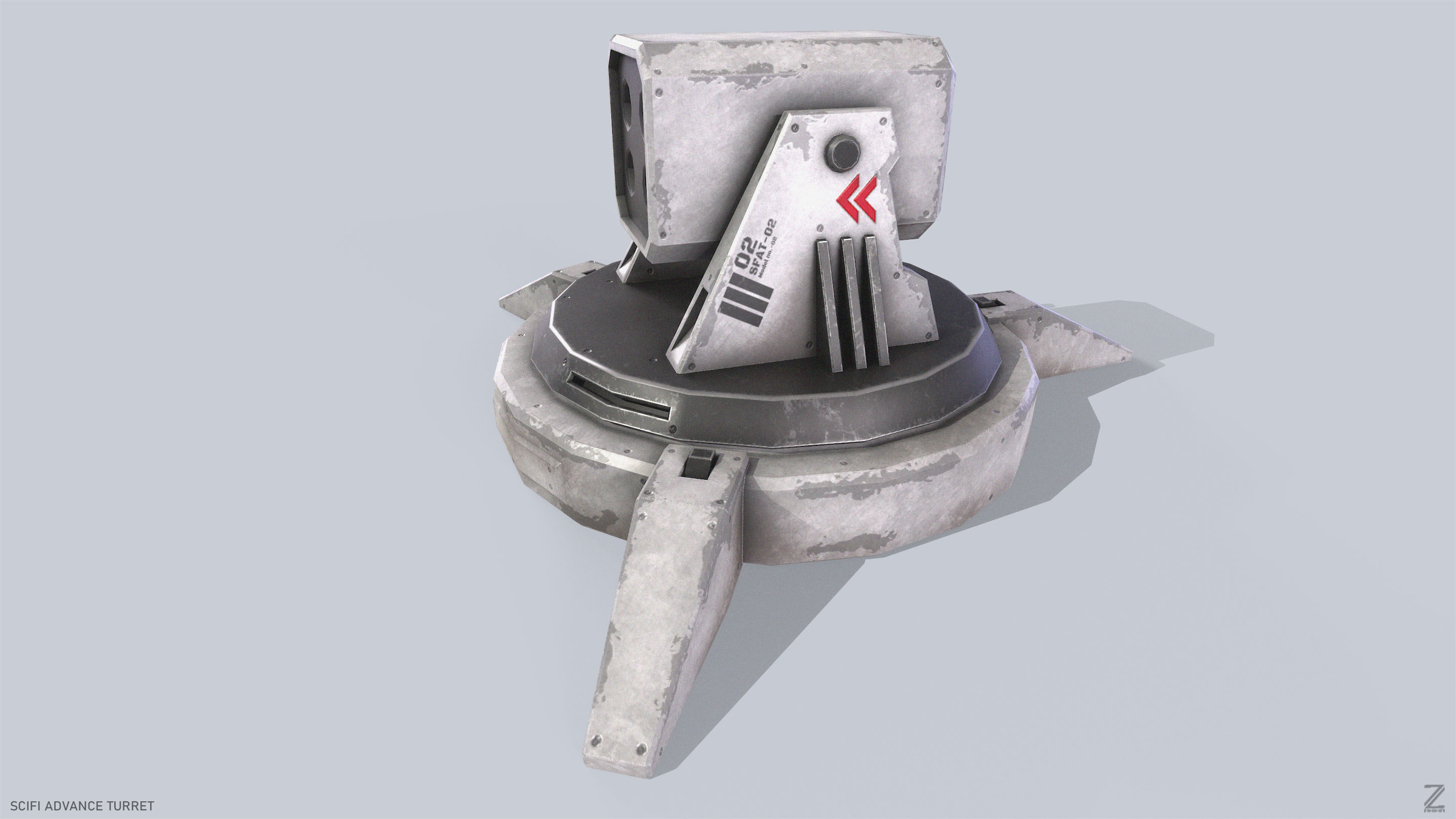 Scifi advance turret Low-poly 3D model_2