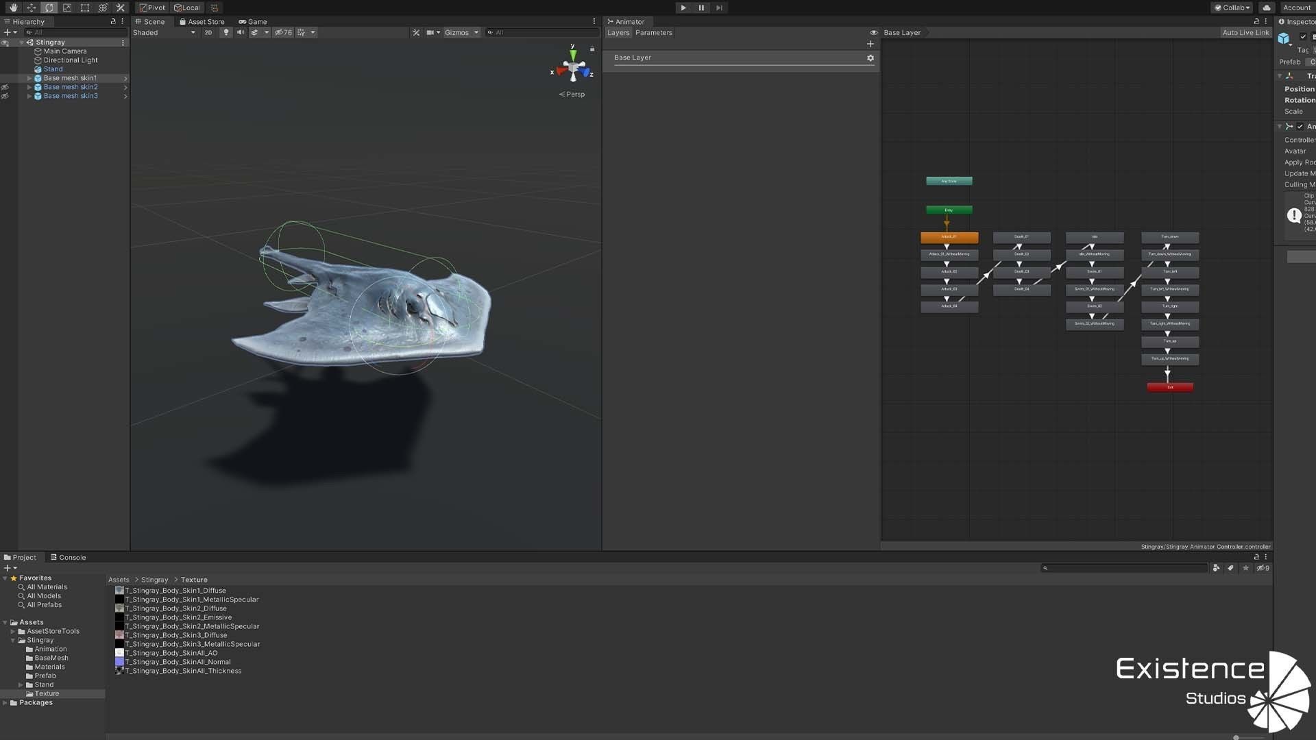 Stingray lowpoly underwater creatures  ocean monster fish - 2 Low-poly 3D model_8