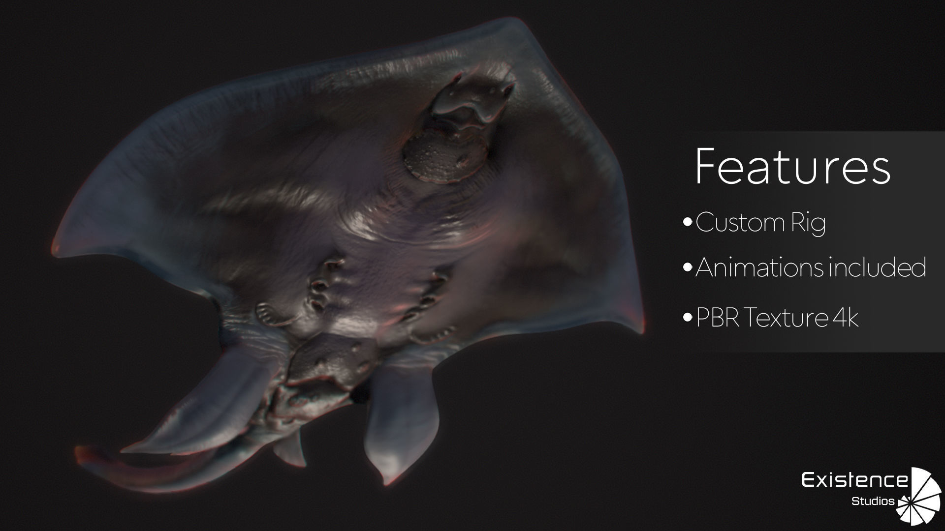 Stingray lowpoly underwater creatures  ocean monster fish - 2 Low-poly 3D model_3