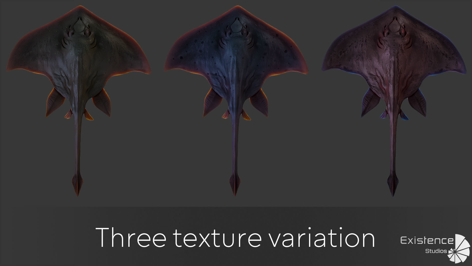 Stingray lowpoly underwater creatures  ocean monster fish - 2 Low-poly 3D model_5