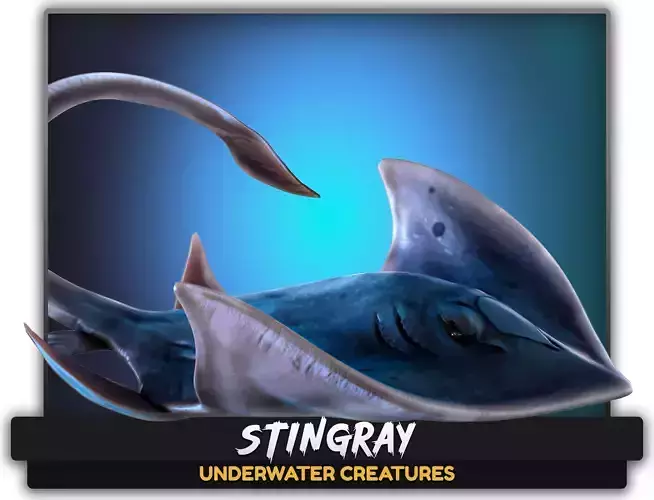 Stingray lowpoly underwater creatures  ocean monster fish - 2 Low-poly 3D model