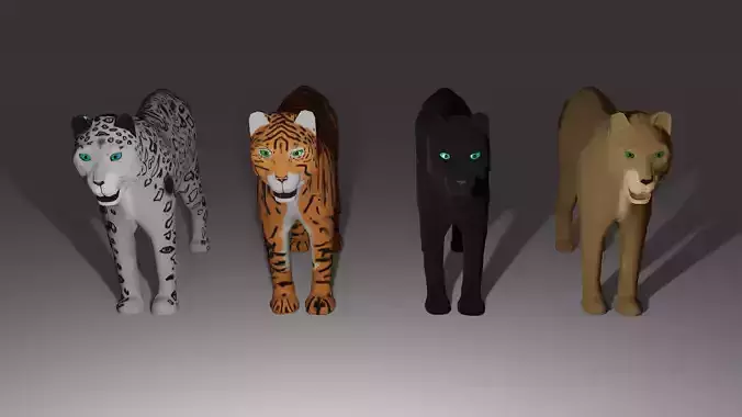 Big Cats collection lioness panther tiger and snow leopard