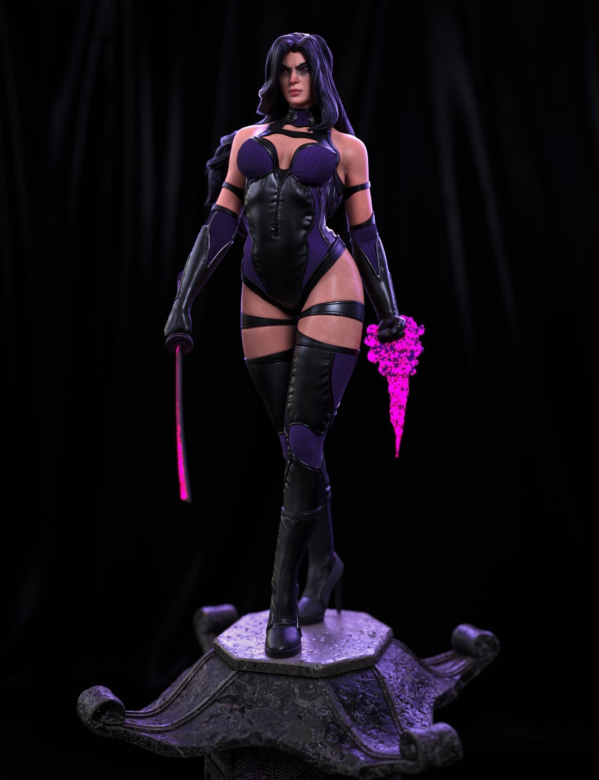 Psylocke Statue 3D print model_5