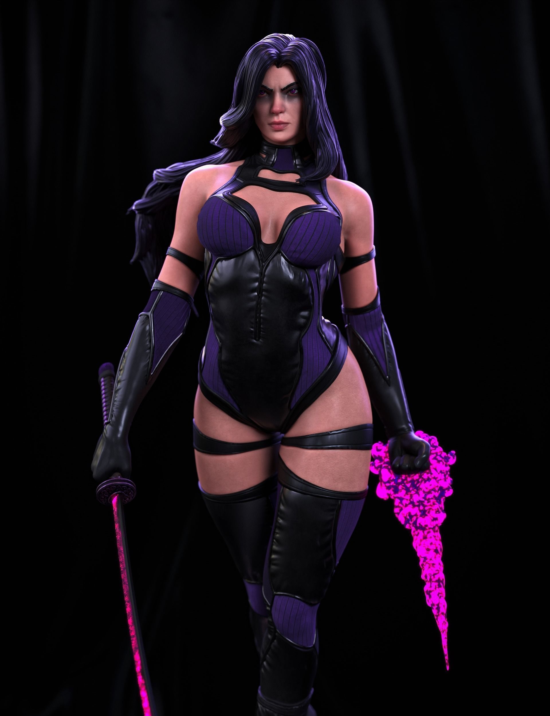 Psylocke Statue 3D print model_4