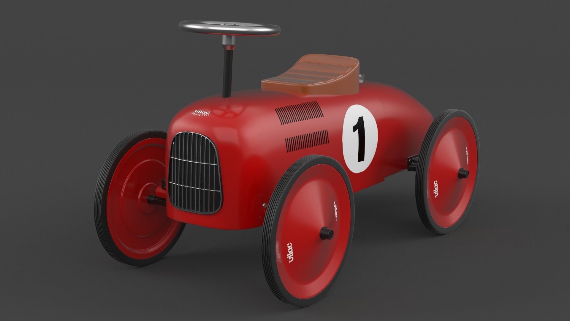 Retro Push Car 3D model_2