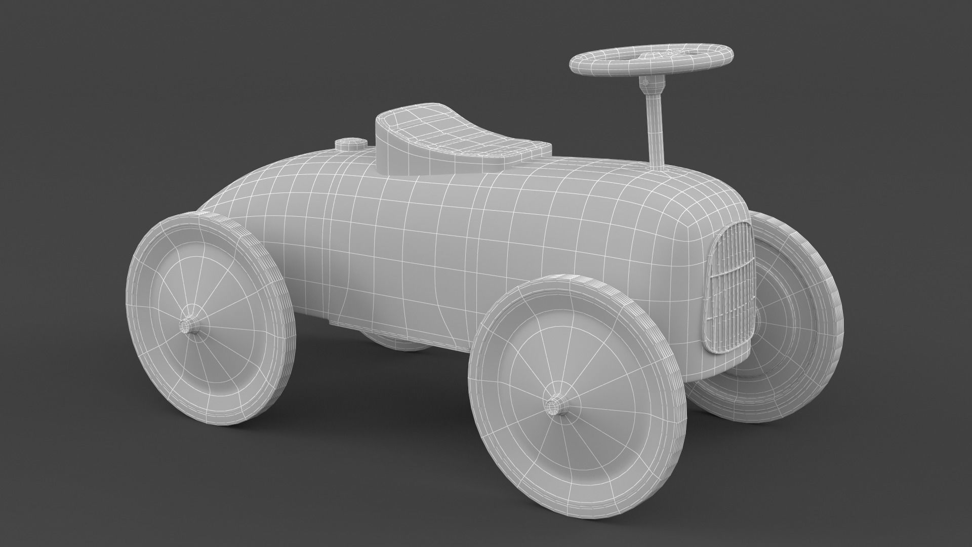 Retro Push Car 3D model_7