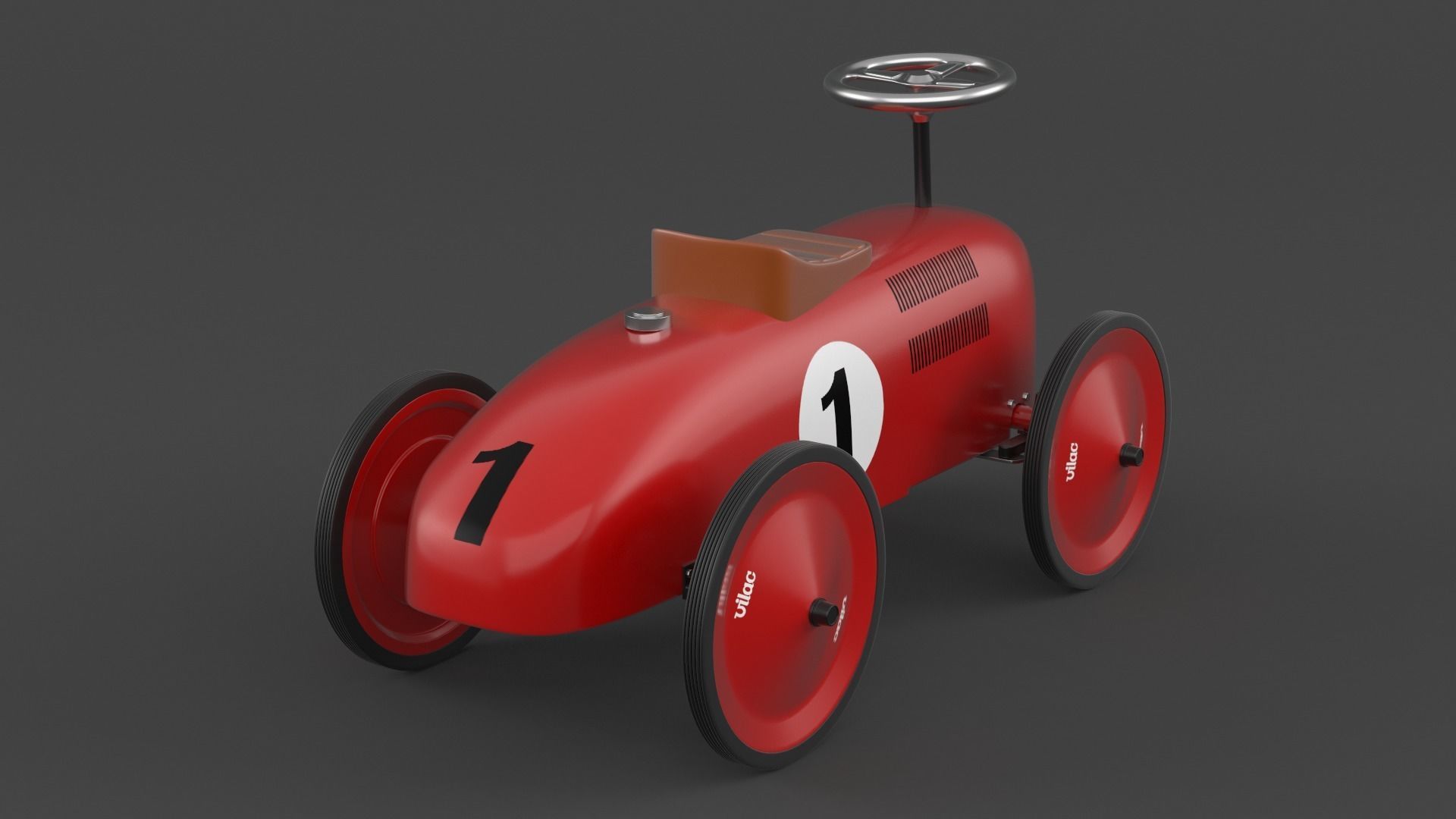 Retro Push Car 3D model_4