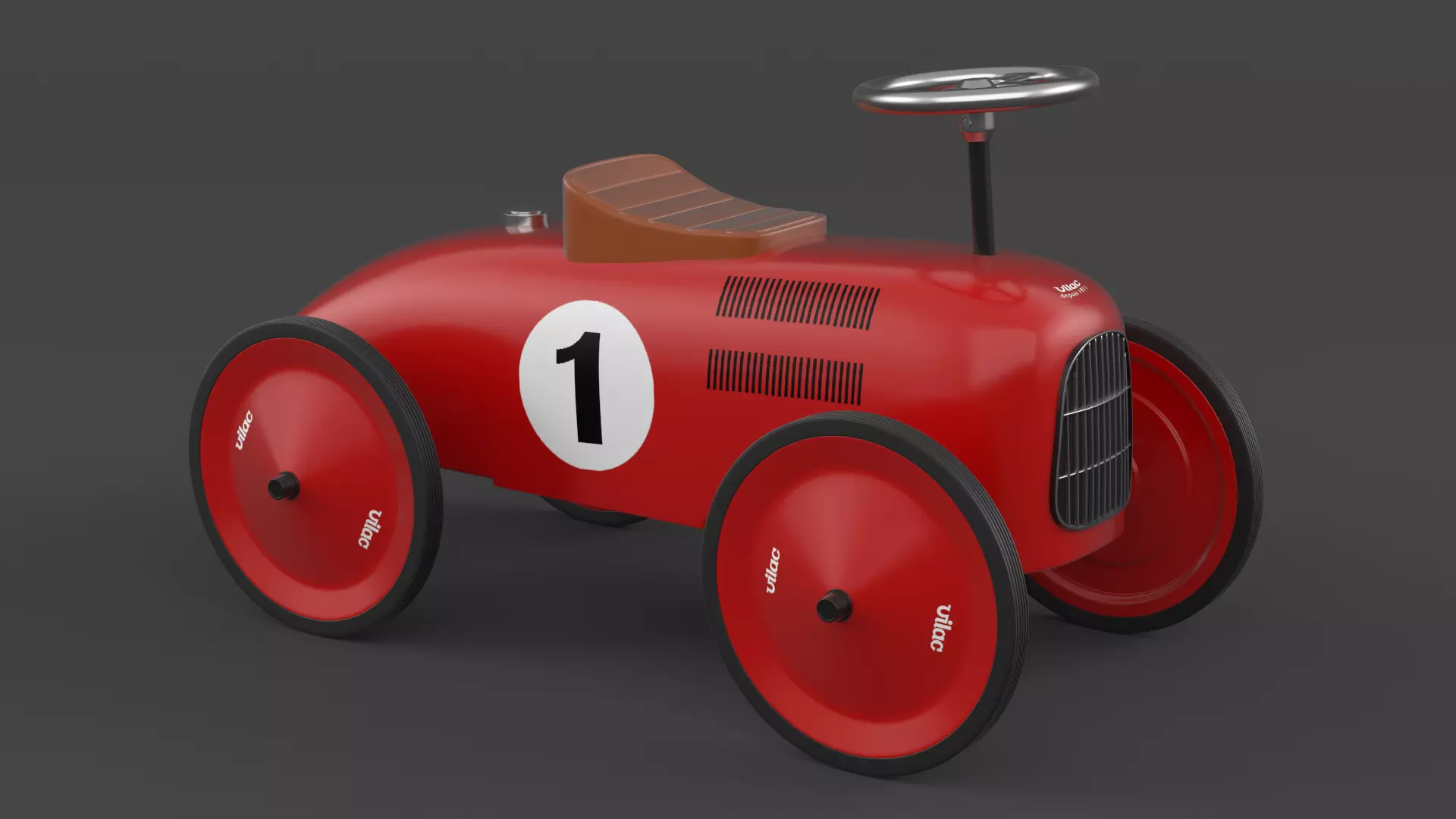Retro Push Car 3D model_0