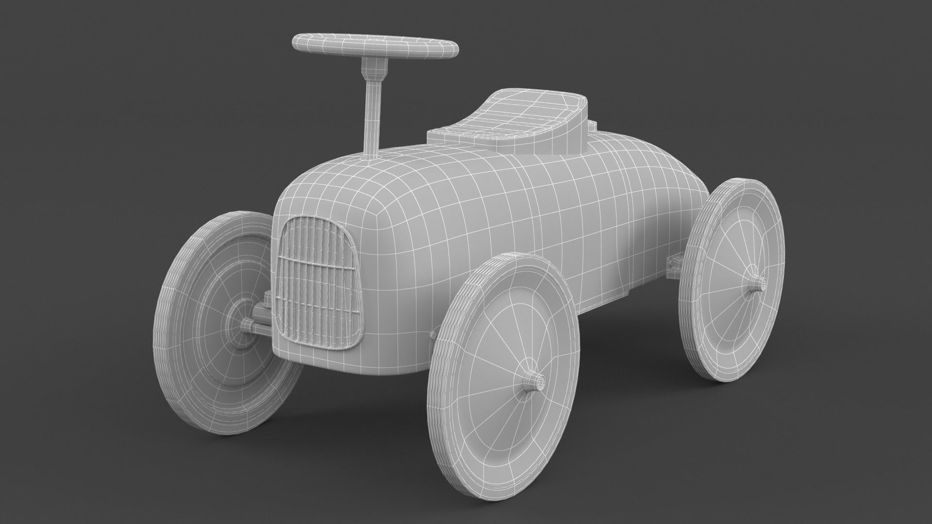 Retro Push Car 3D model_9