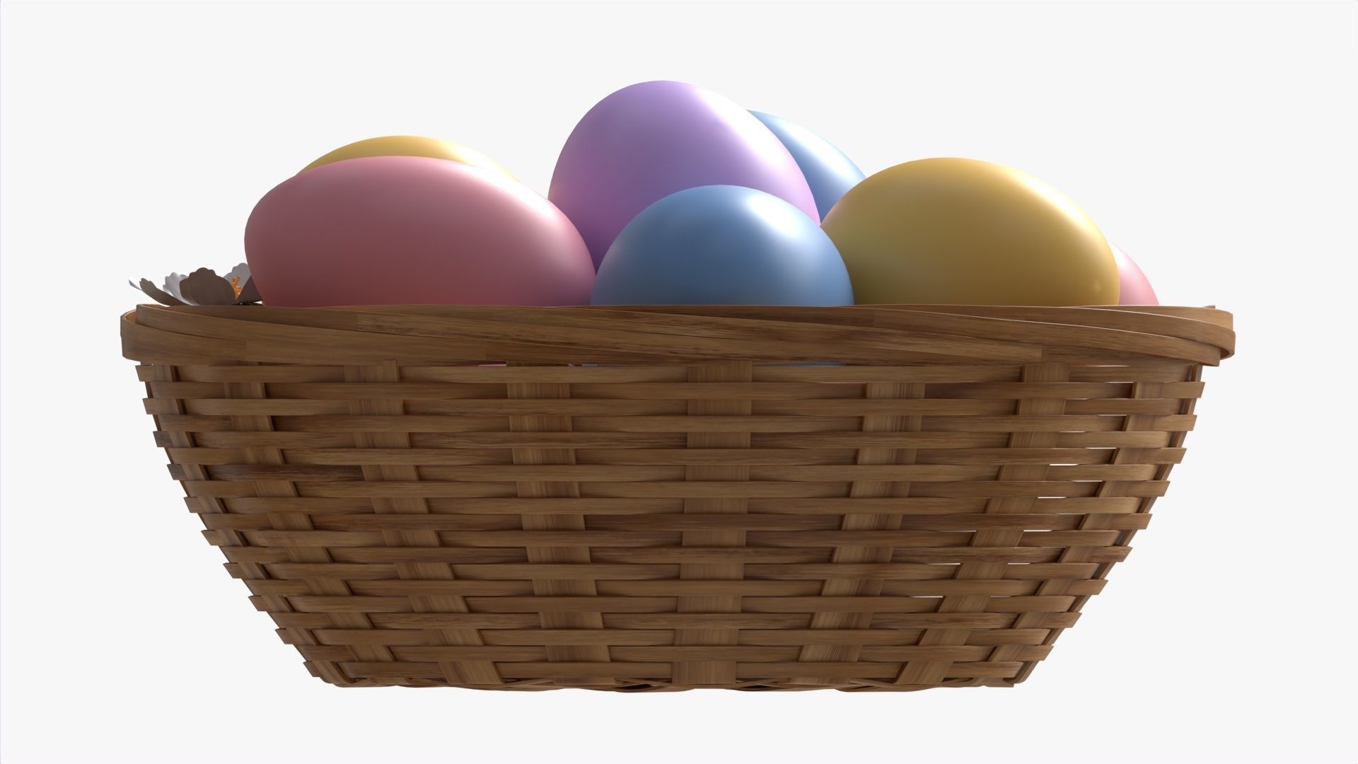 Easter Eggs in Wicker Basket Composition 3D model_5