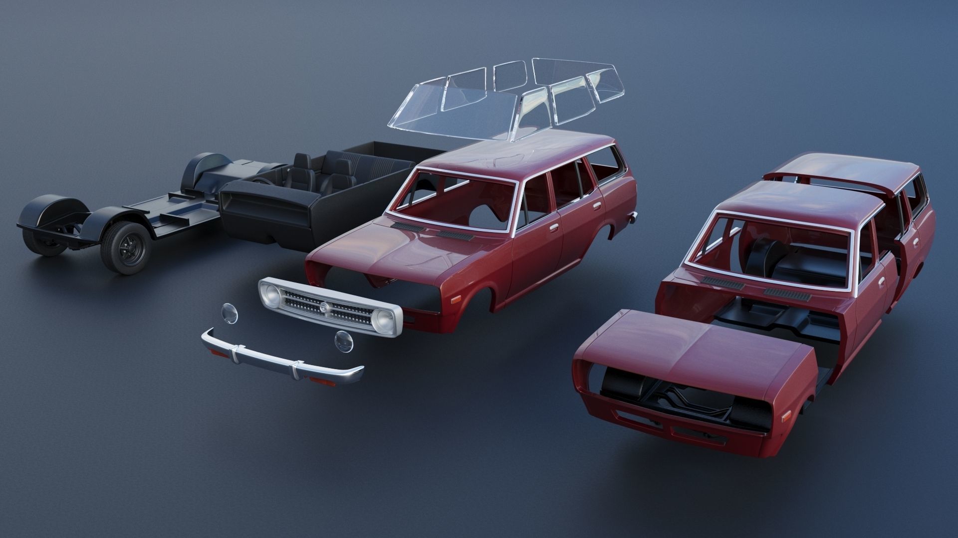 Datsun 1200 Wagon 1972 3D print model_11