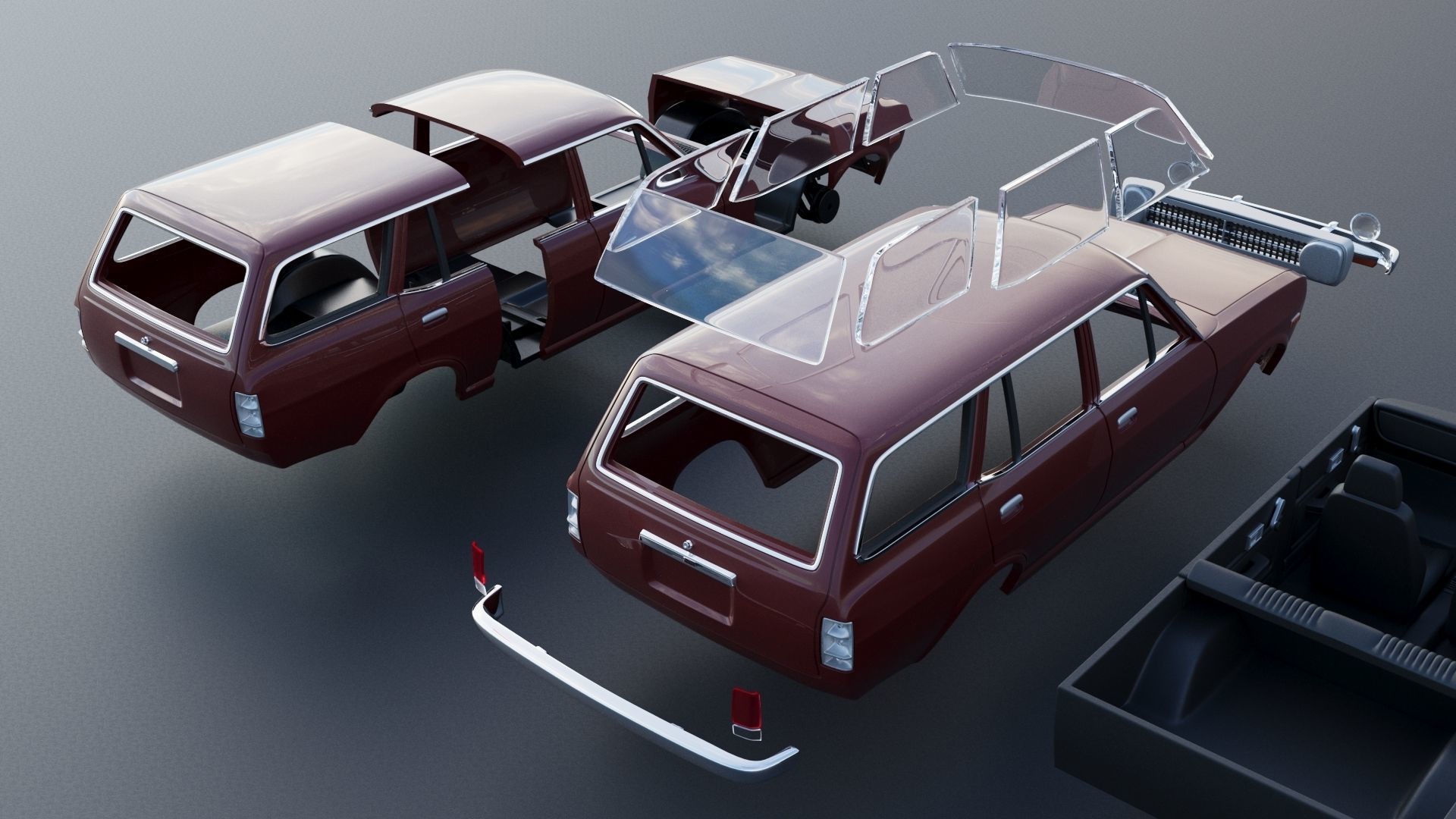 Datsun 1200 Wagon 1972 3D print model_14