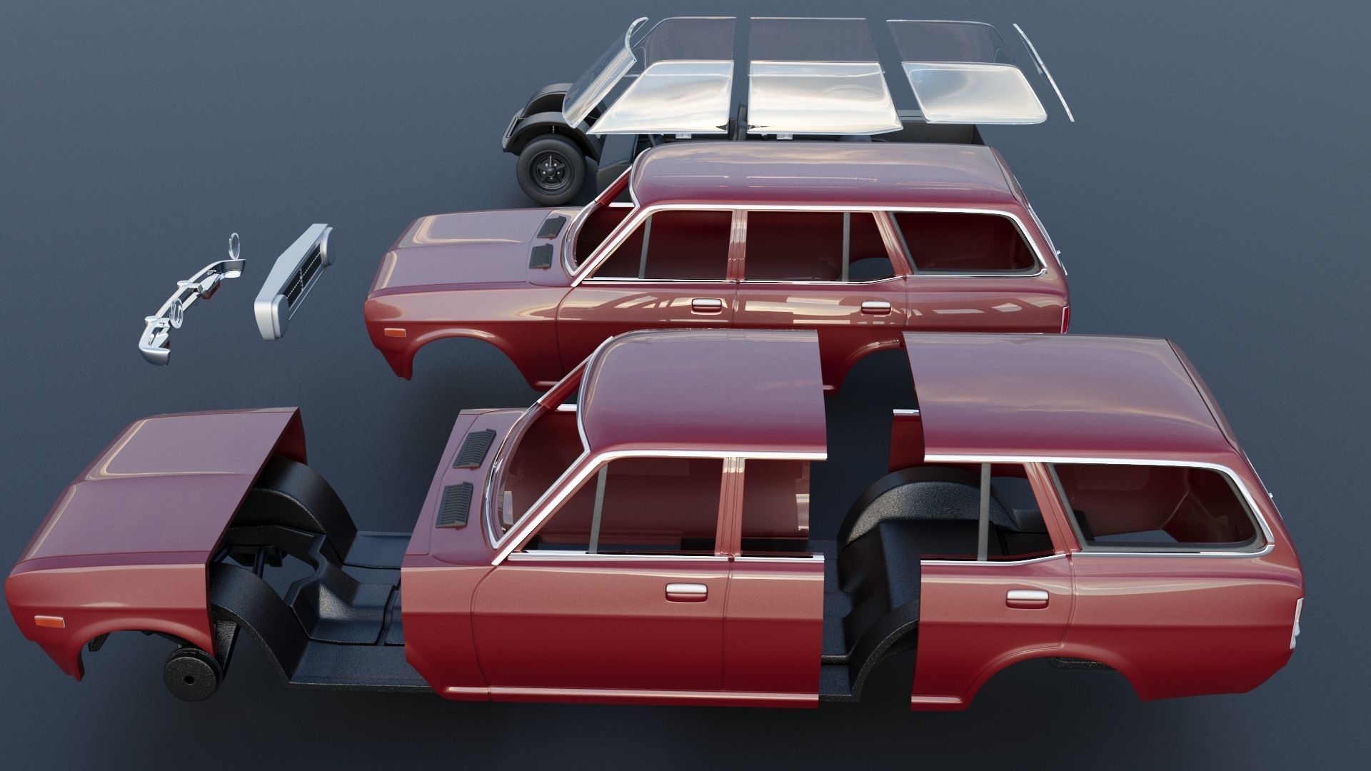 Datsun 1200 Wagon 1972 3D print model_12