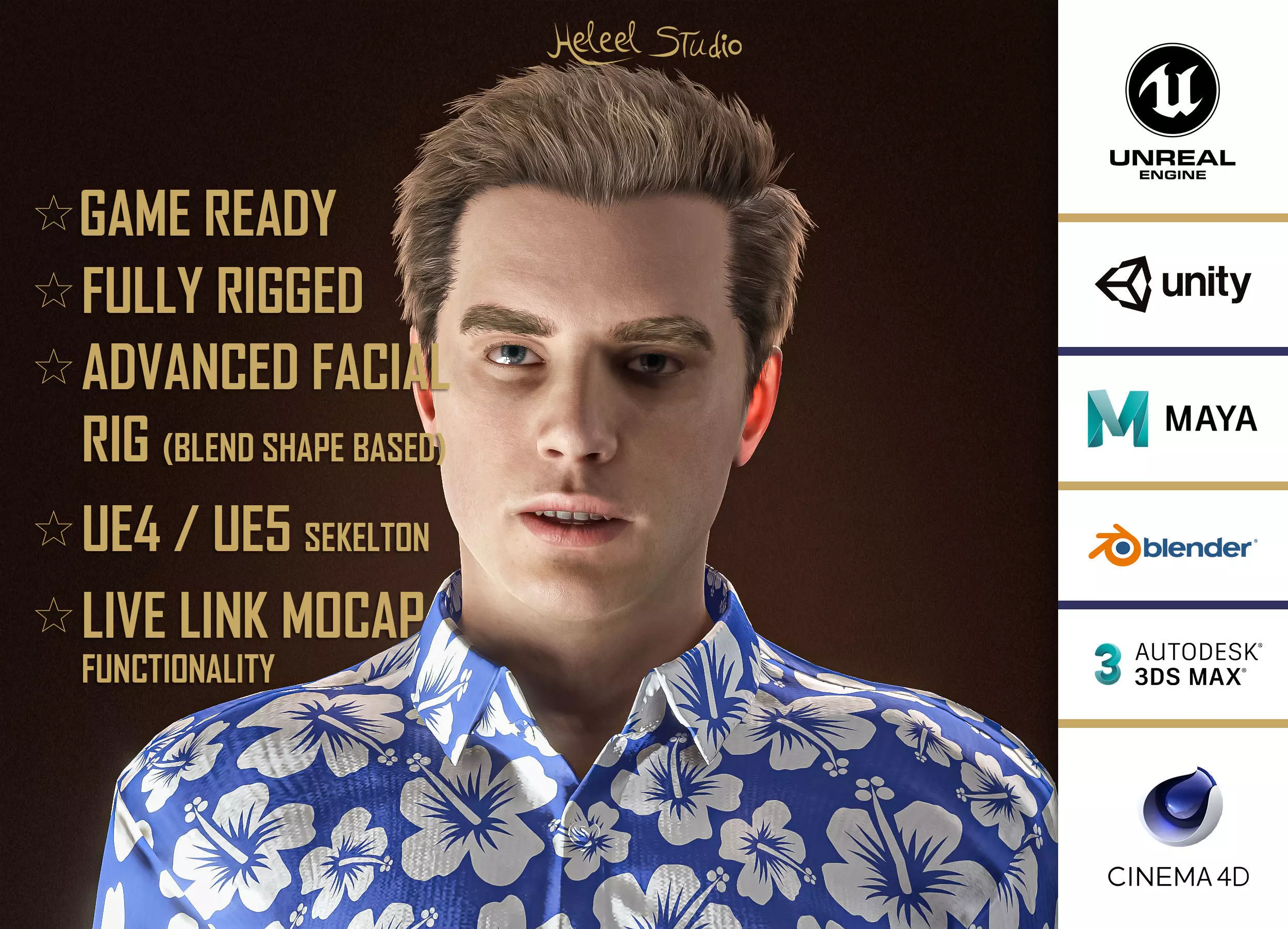 High Quality Realistic Casual Man Hawaiian Shirt Low-poly 3D model_0