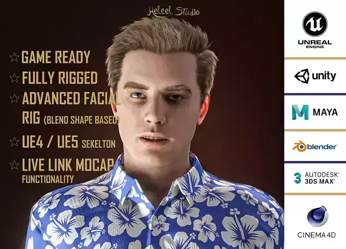 High Quality Realistic Casual Man Hawaiian Shirt