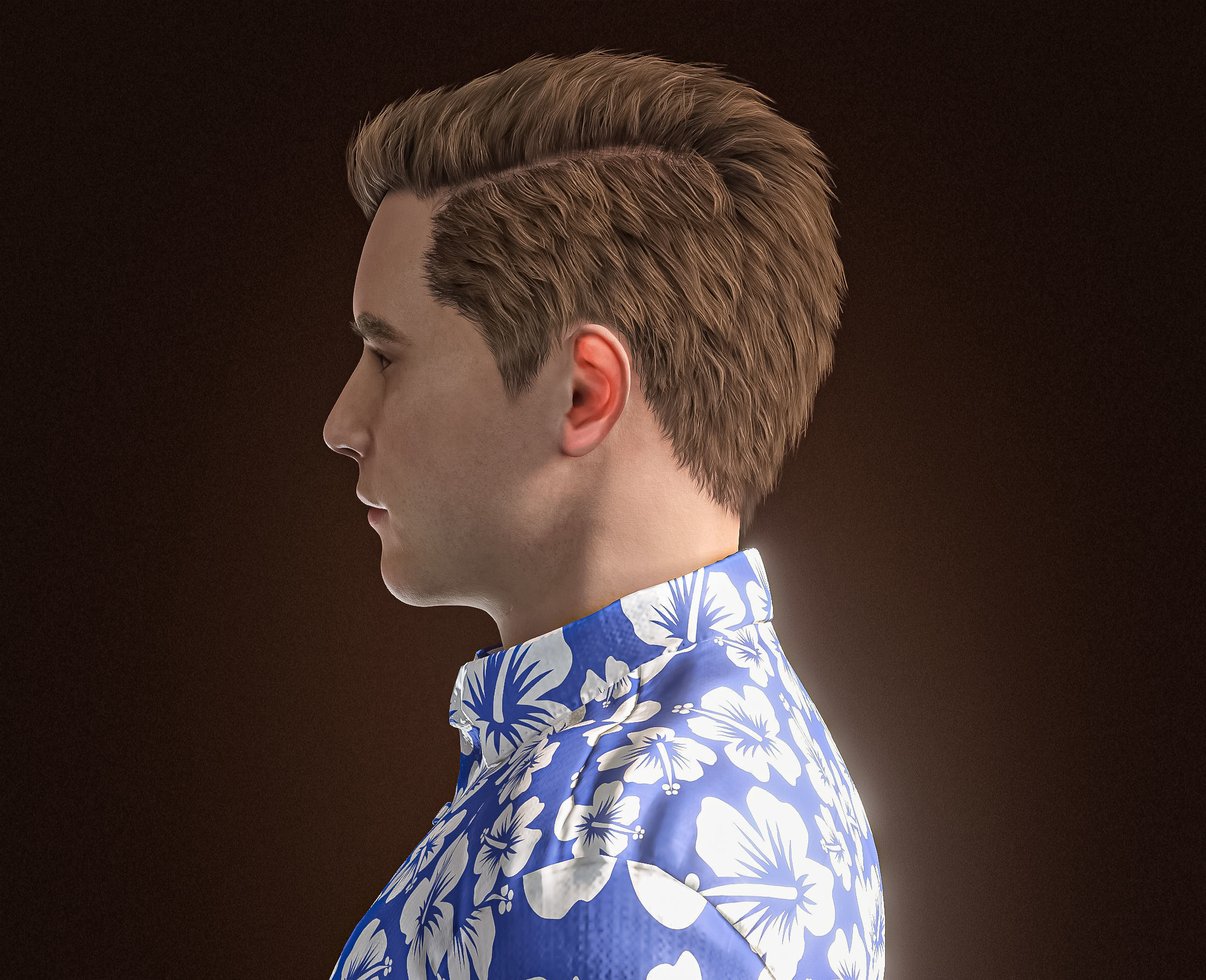 High Quality Realistic Casual Man Hawaiian Shirt Low-poly 3D model_10