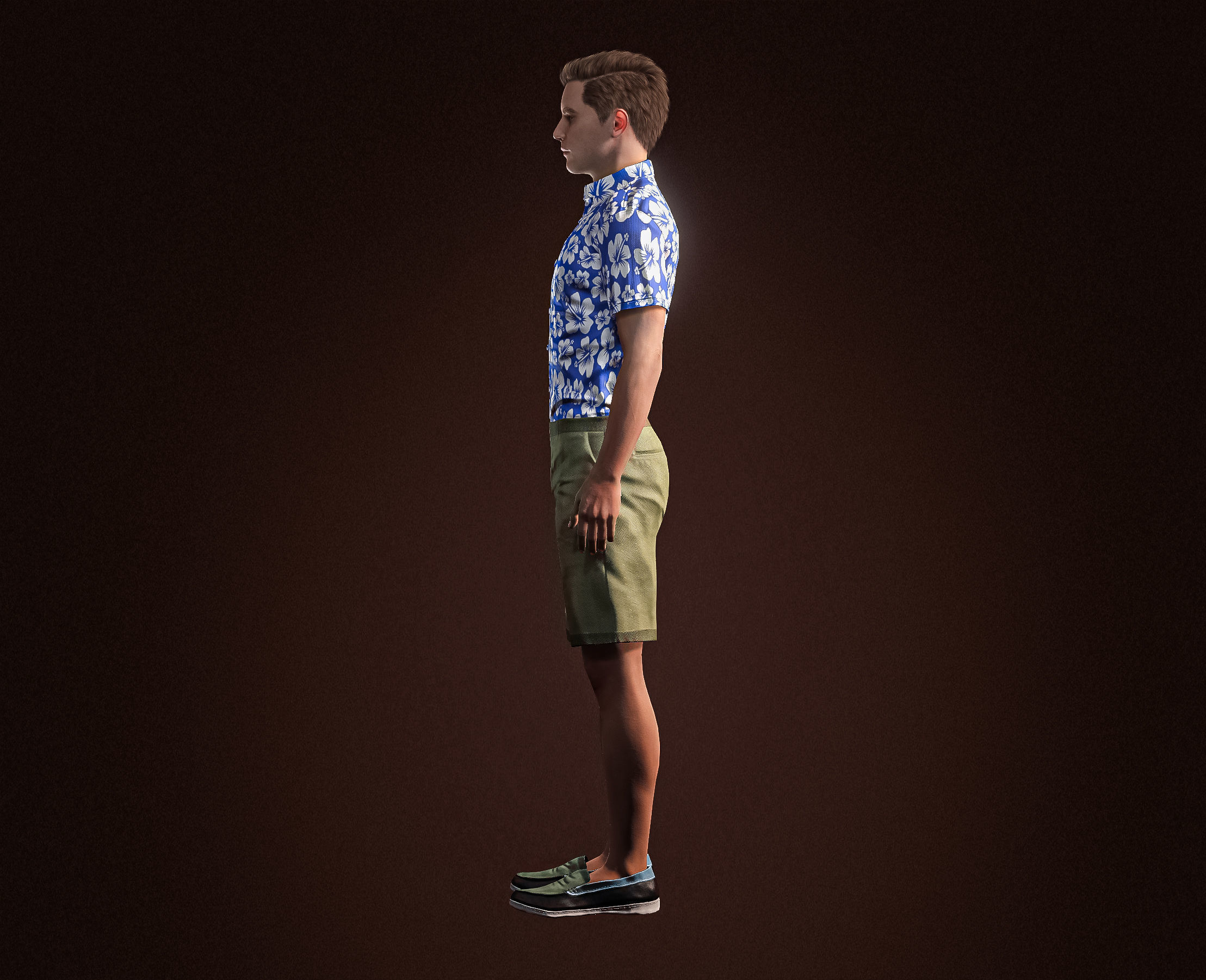 High Quality Realistic Casual Man Hawaiian Shirt Low-poly 3D model_5