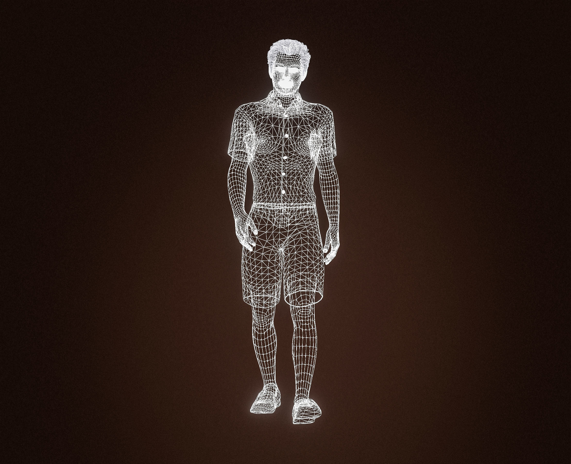 High Quality Realistic Casual Man Hawaiian Shirt Low-poly 3D model_14