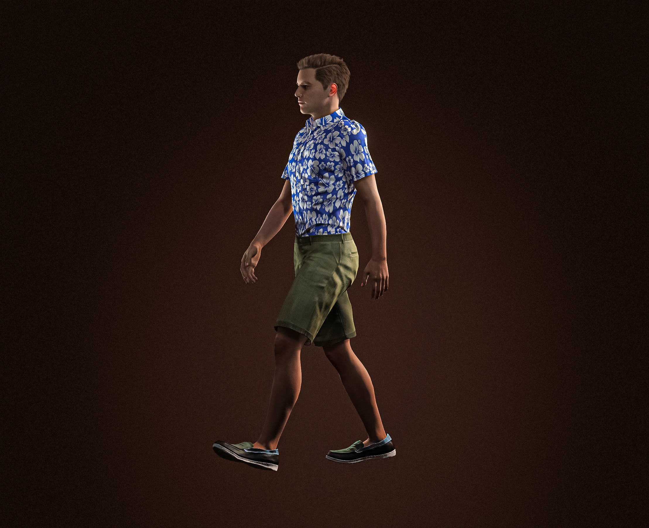 High Quality Realistic Casual Man Hawaiian Shirt Low-poly 3D model_20