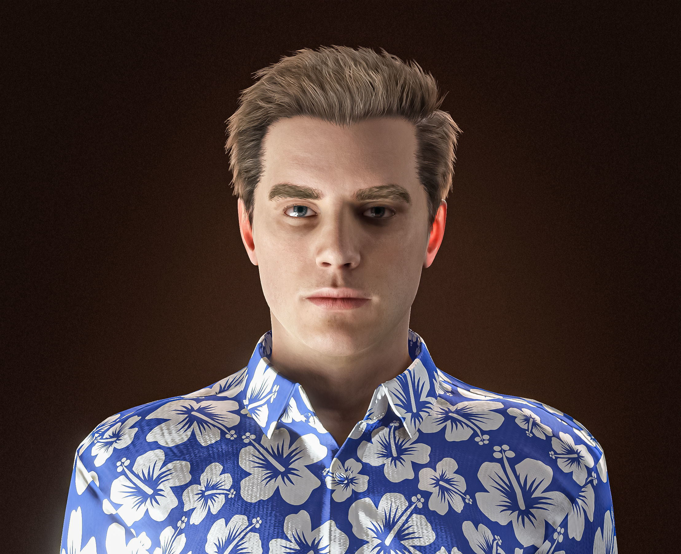 High Quality Realistic Casual Man Hawaiian Shirt Low-poly 3D model_8