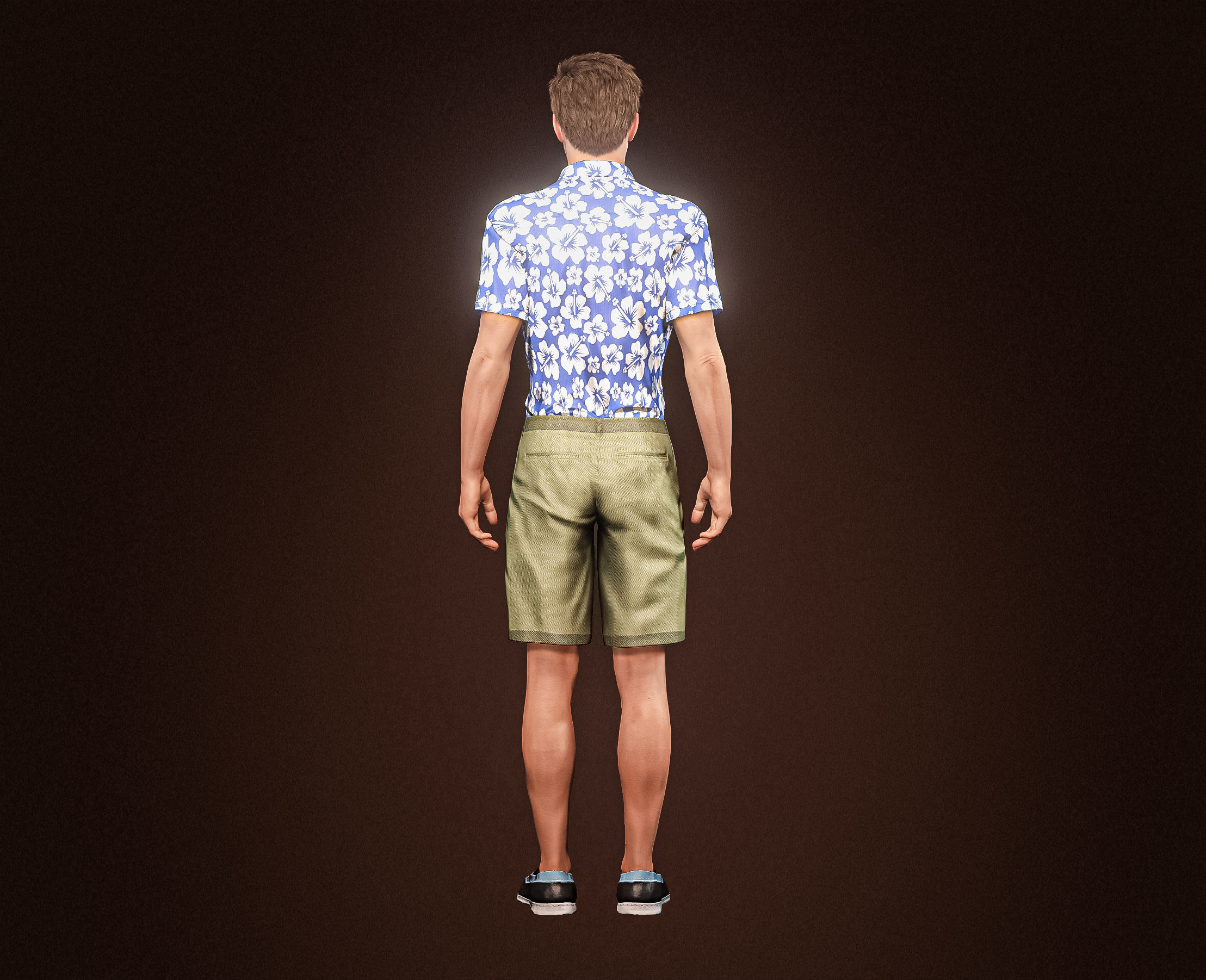 High Quality Realistic Casual Man Hawaiian Shirt Low-poly 3D model_7