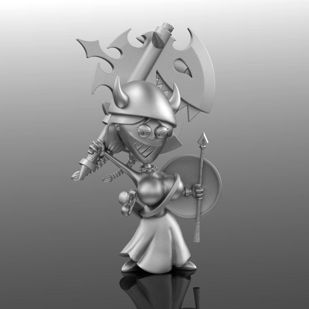 Woman Warrior 3DM STL OBJ model for 3D printing and CNC 3D print model_1