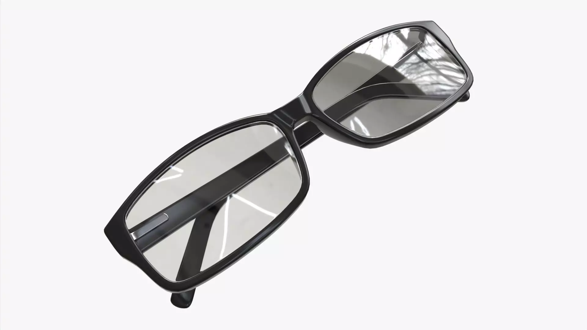 Modern Cat Eye-shaped glasses folded 3D model_0