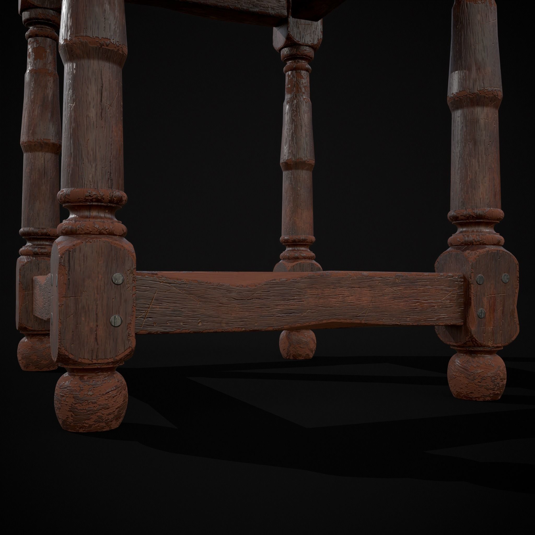 Medieval Antique End Table Low-poly 3D model_19