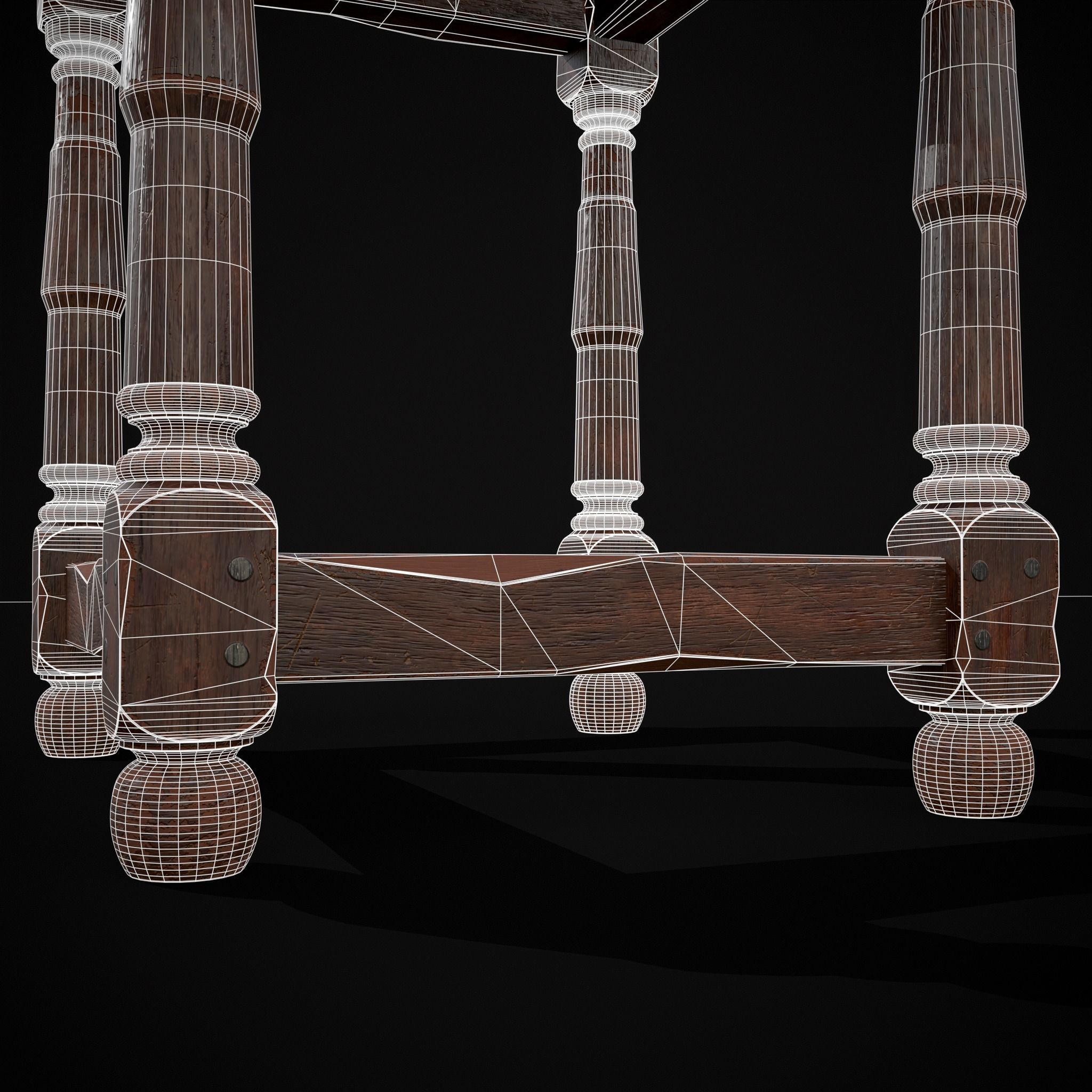 Medieval Antique End Table Low-poly 3D model_20