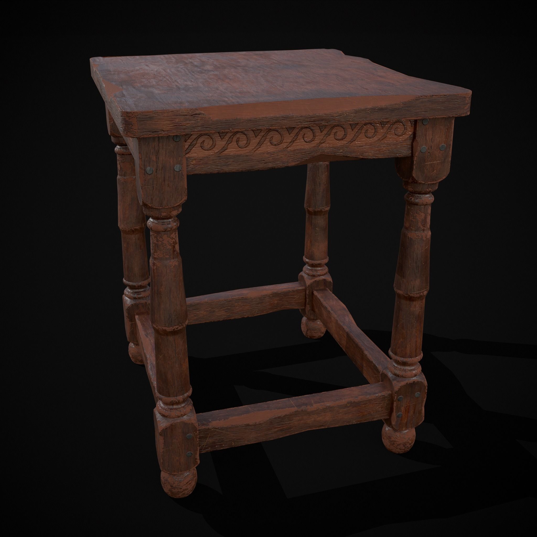 Medieval Antique End Table Low-poly 3D model_23