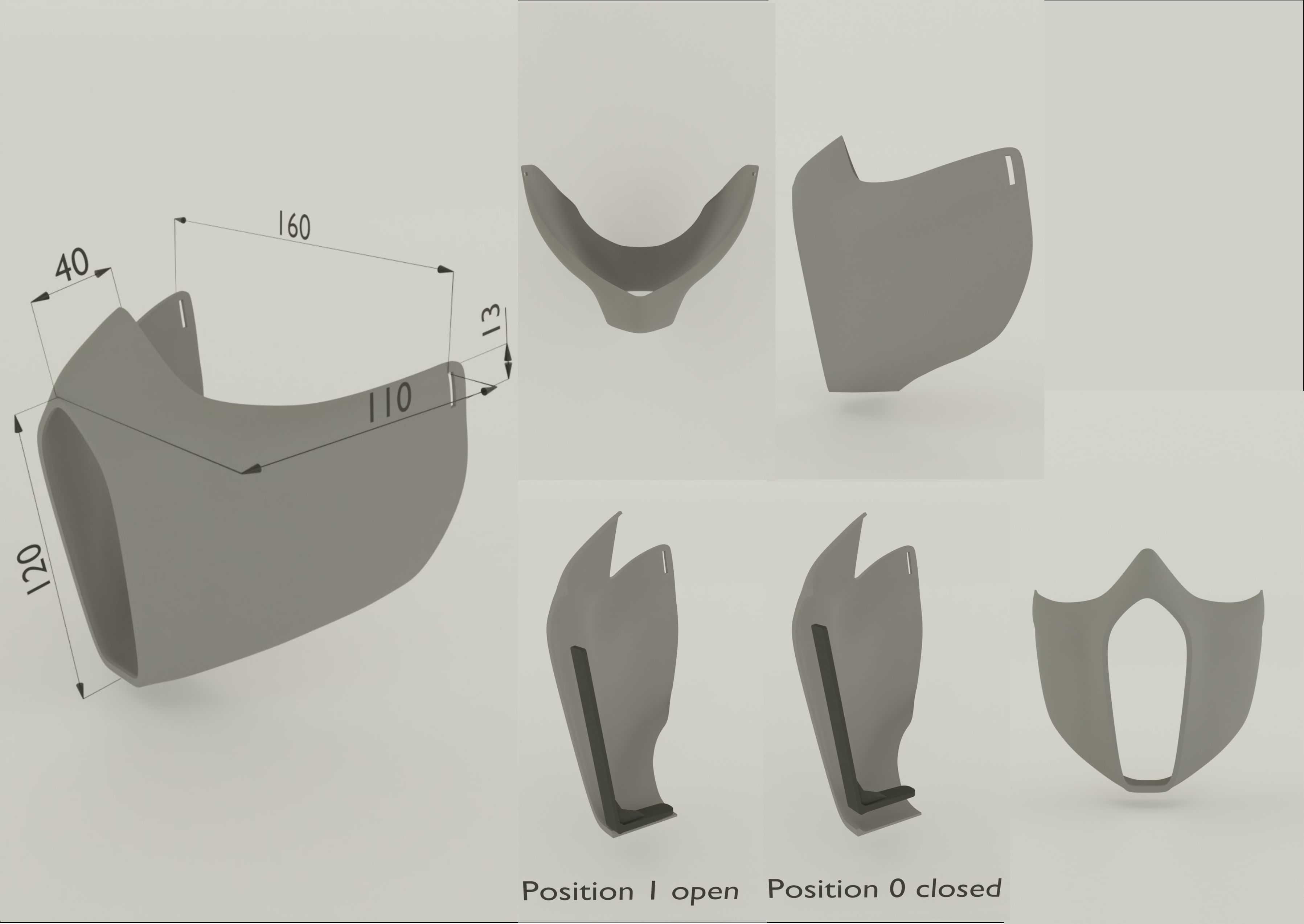 Mask lapels with opening mechanism 3D print model_7