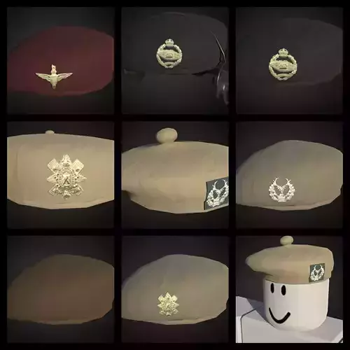8 British ww2 military berets works on roblox characters too Low-poly 3D model