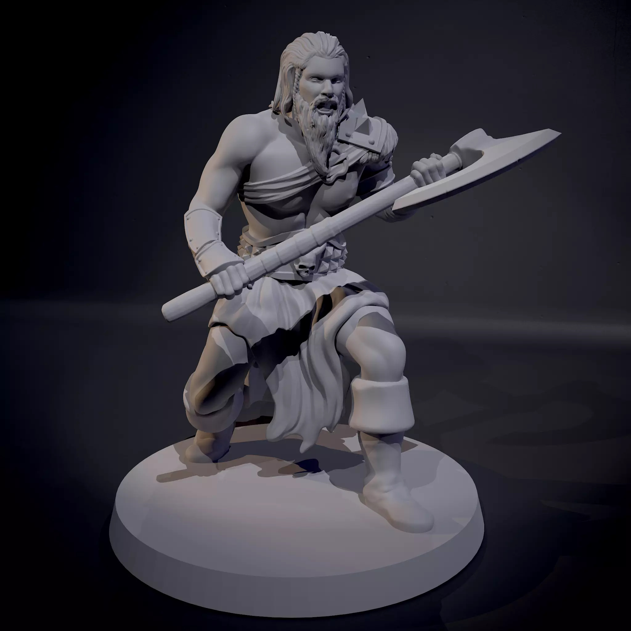 Male Barbarian Miniature 3D print model_0
